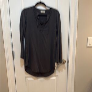 Bella Dahl Black High Low Tunic Dress with Mandarin Collar